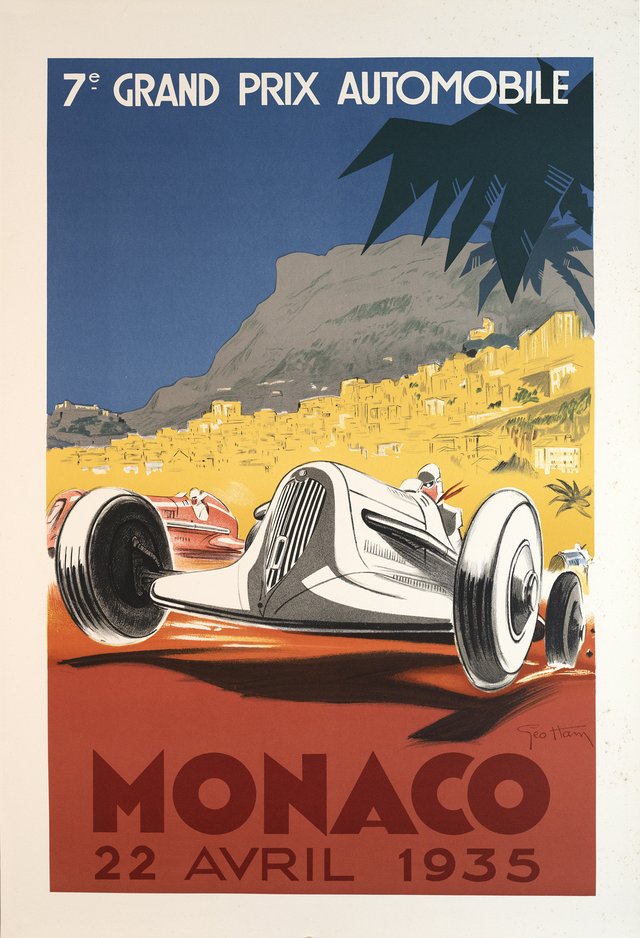 Monaco, 7e Grand Prix Automobile, 22 Avril 1935. Decorative poster 1983