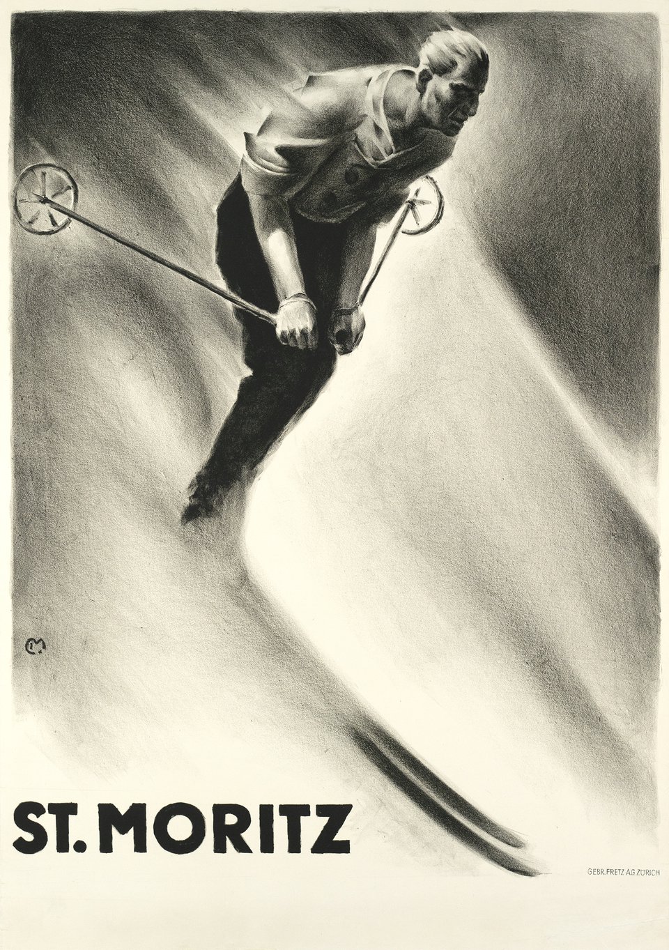 St. Moritz – Affiche ancienne – Carl MOOS – 1920