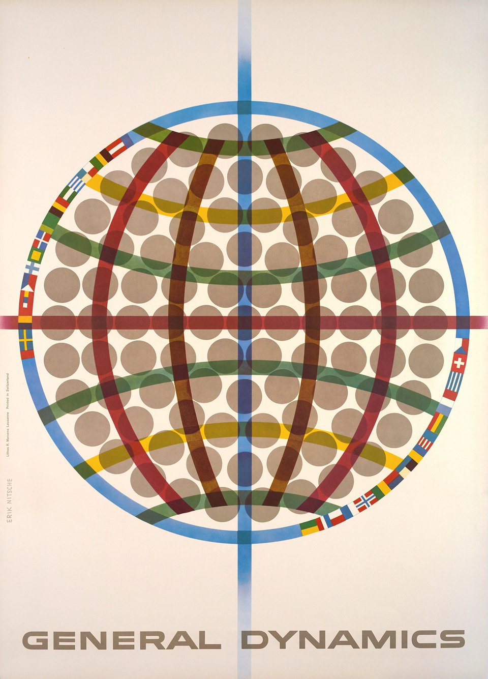 General Dynamics (Triga around the world, General Atomic) – Vintage poster – Erik NITSCHE – 1960