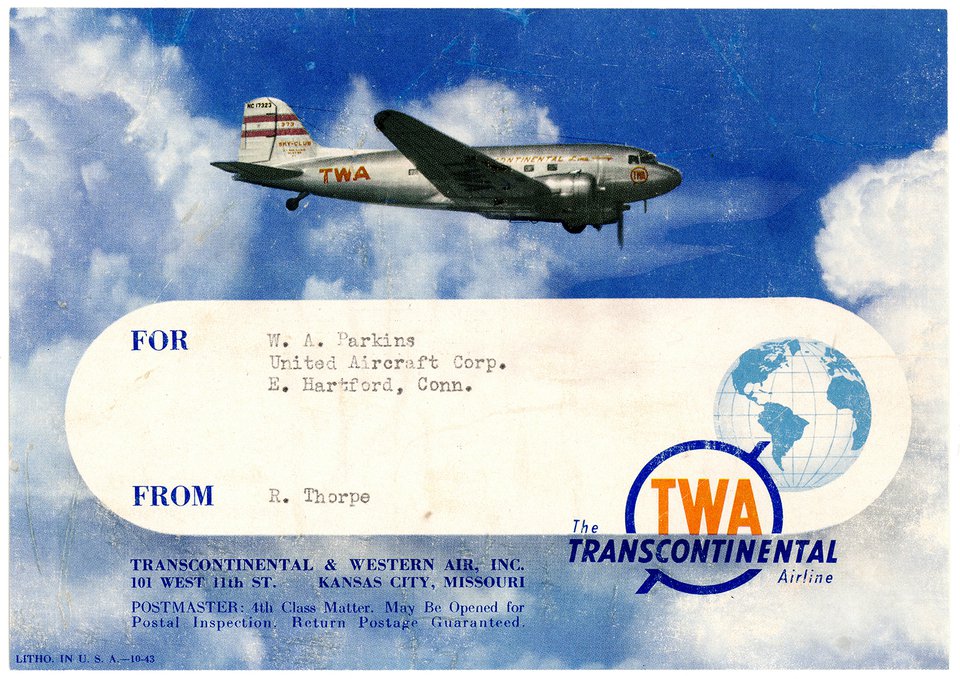 TWA, The Transcontinental Airline – Affiche ancienne – ANONYMOUS – 1943