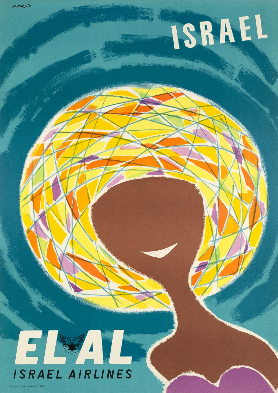 El Al, Israel – Affiche ancienne – Paul KOR – 1958