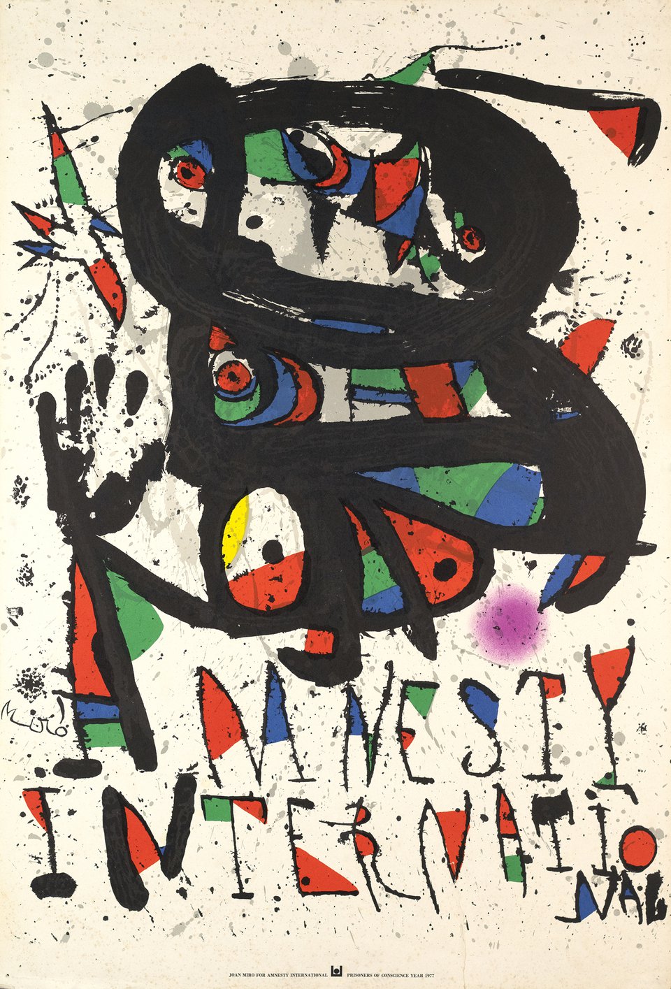 Joan Miró for Amnesty international, Prisoners of conscience, year 1977 – Vintage poster – Joan MIRO – 1977