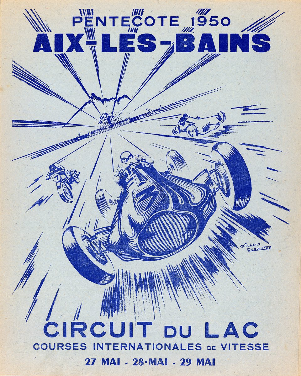 Aix-les-bains, circuit du lac – Affiche ancienne – GILDUR – 1950