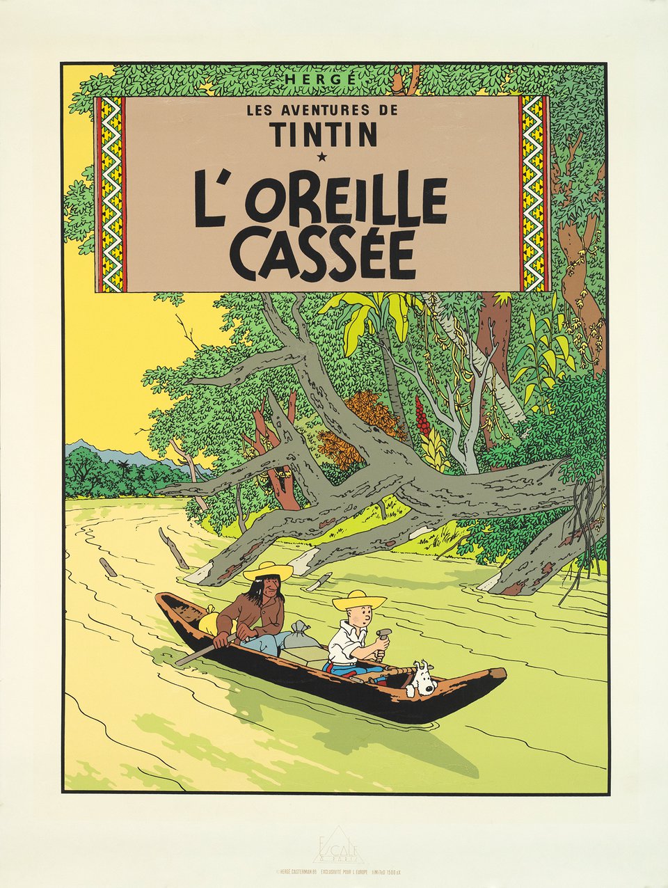 Les aventures de Tintin, L'oreille Cassée – Affiche ancienne – HERGE – 1986