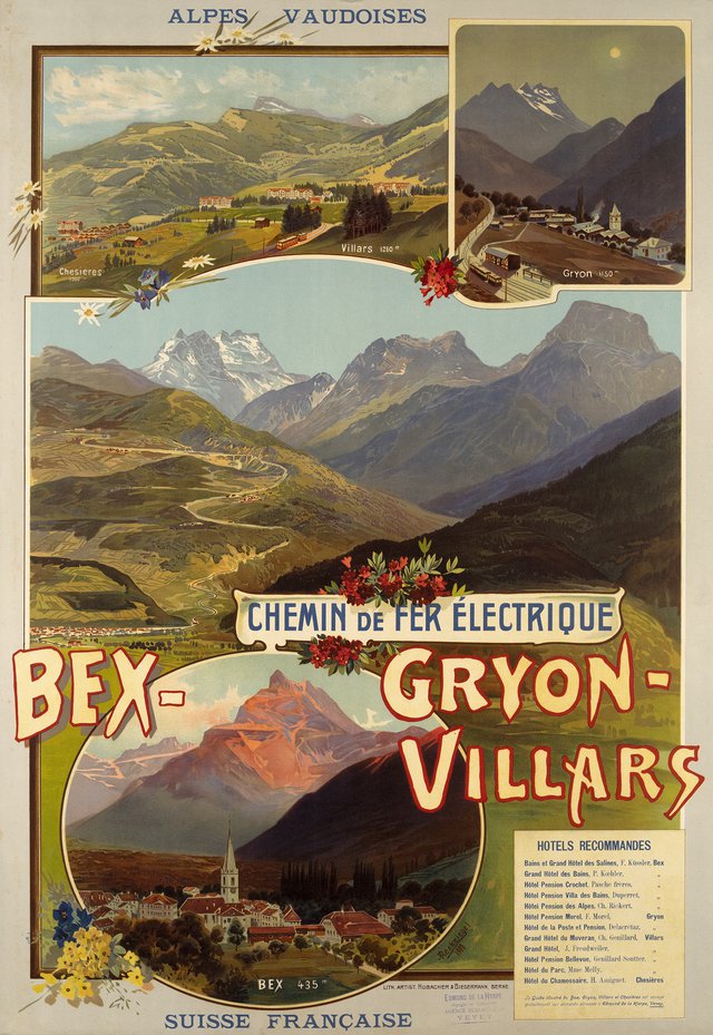 Chemin de fer électrique Bex - Gryon - Villars, Hotels recommandés