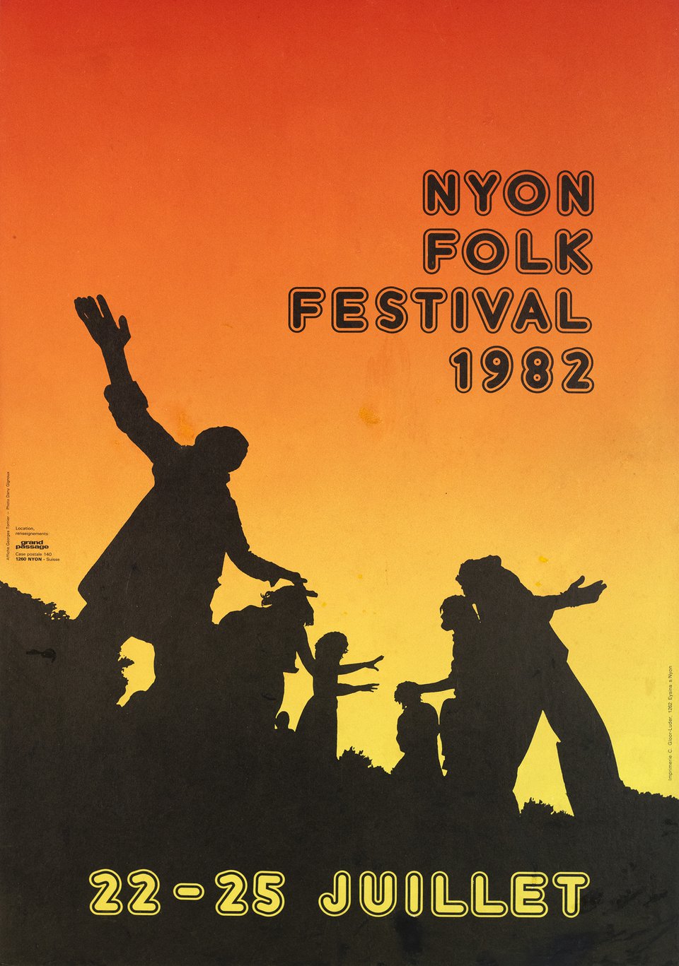 Nyon Folk Festival – Affiche ancienne – Dany GIGNOUX, Georges TORNIER – 1982