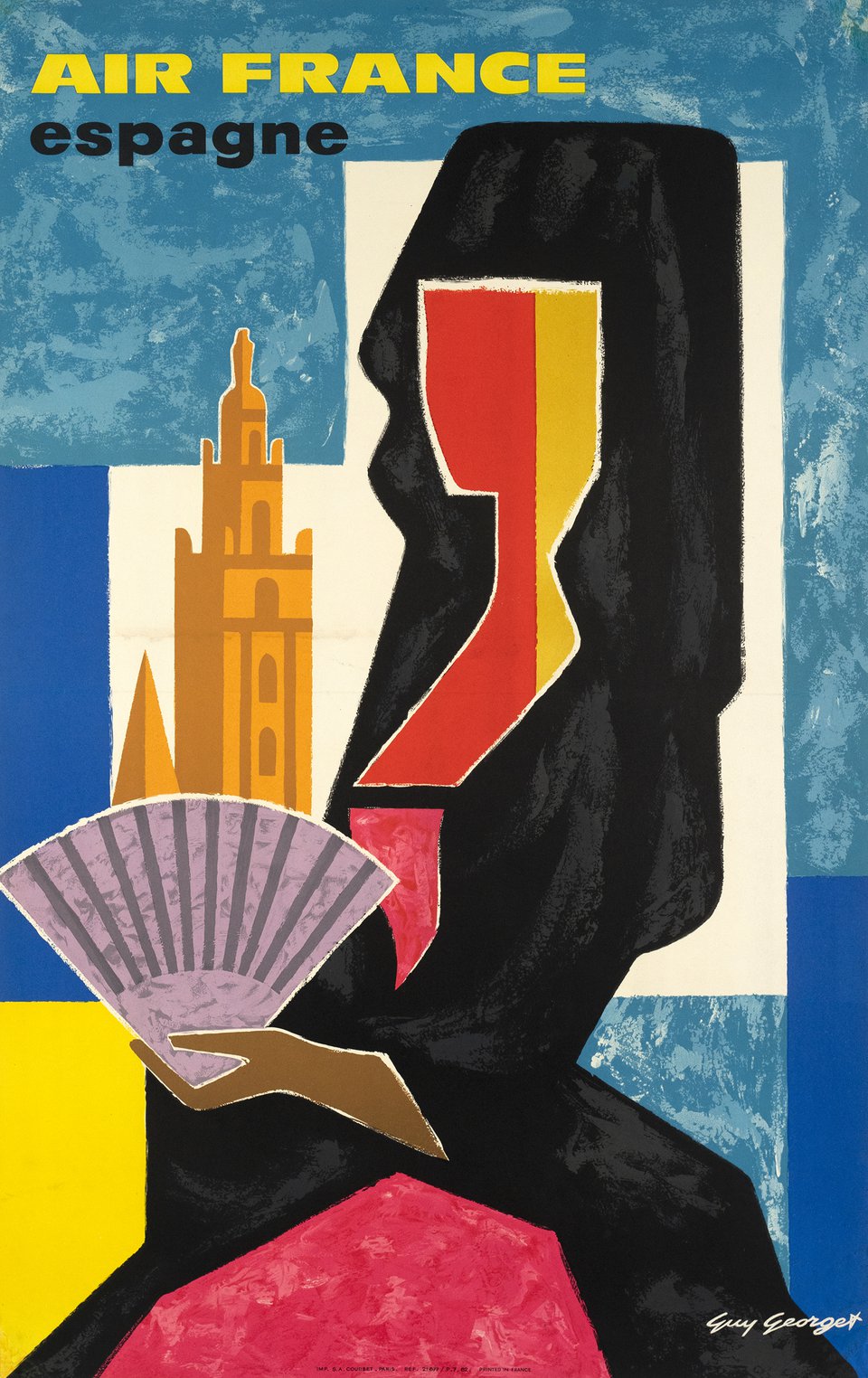 Air France, Espagne – Affiche ancienne – Guy GEORGET – 1962