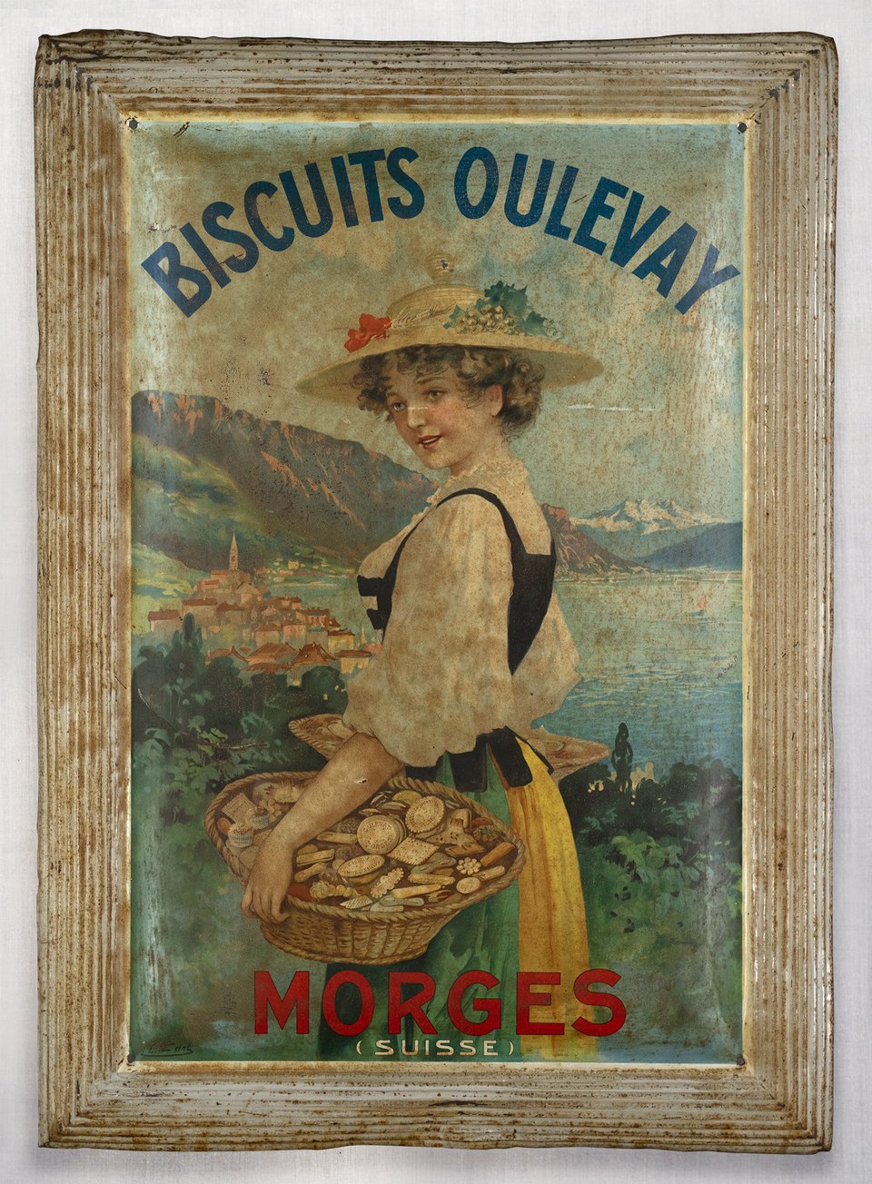 Biscuits Oulevay, Morges, Suisse – Affiche ancienne – L. EDEL – 1900