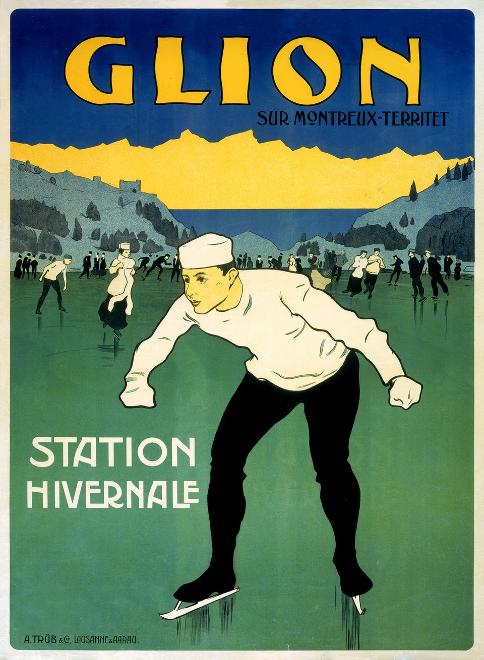 Glion sur Montreux-Territet, station hivernale – Vintage poster – ANONYMOUS – 1910