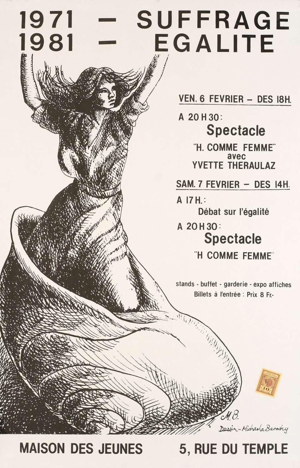 1971 - Suffrage, 1981 - Égalité – Affiche ancienne – Michaela BARASKY – 1981