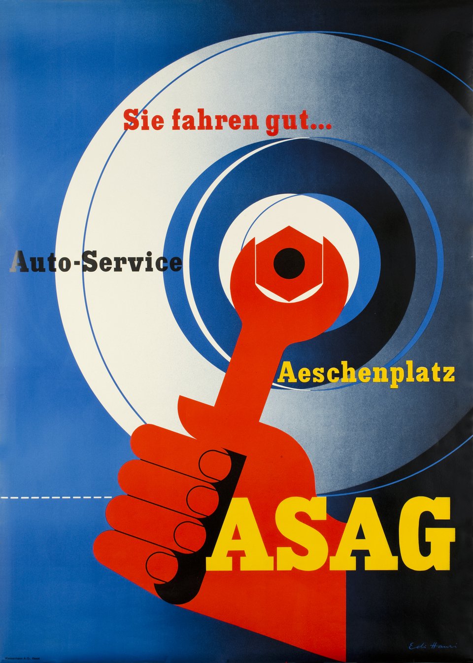 ASAG Auto-Service – Vintage poster – Edi HAURI – 1950