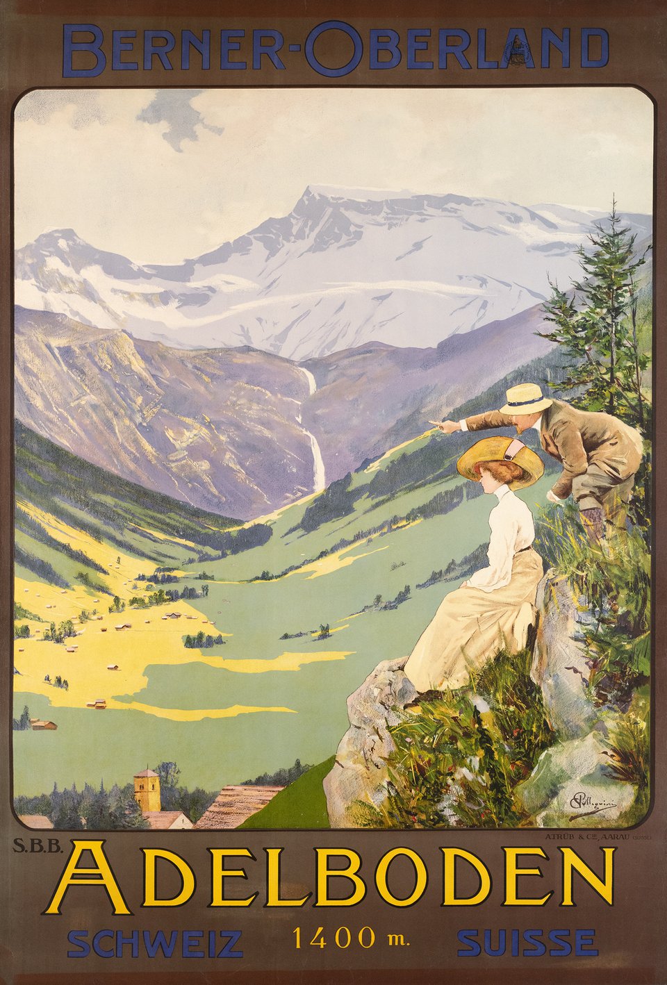Adelboden, Berner-Oberland, Schweiz – Affiche ancienne – Carlo PELLEGRINI – 1900