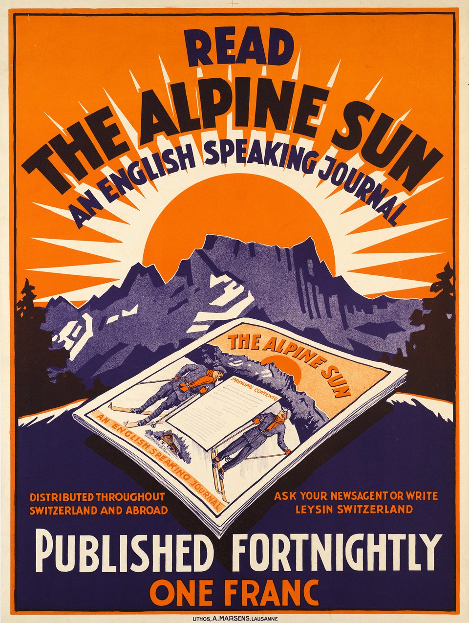 Read the Alpine Sun, an english speaking journal – Affiche ancienne – ANONYMOUS – 1930