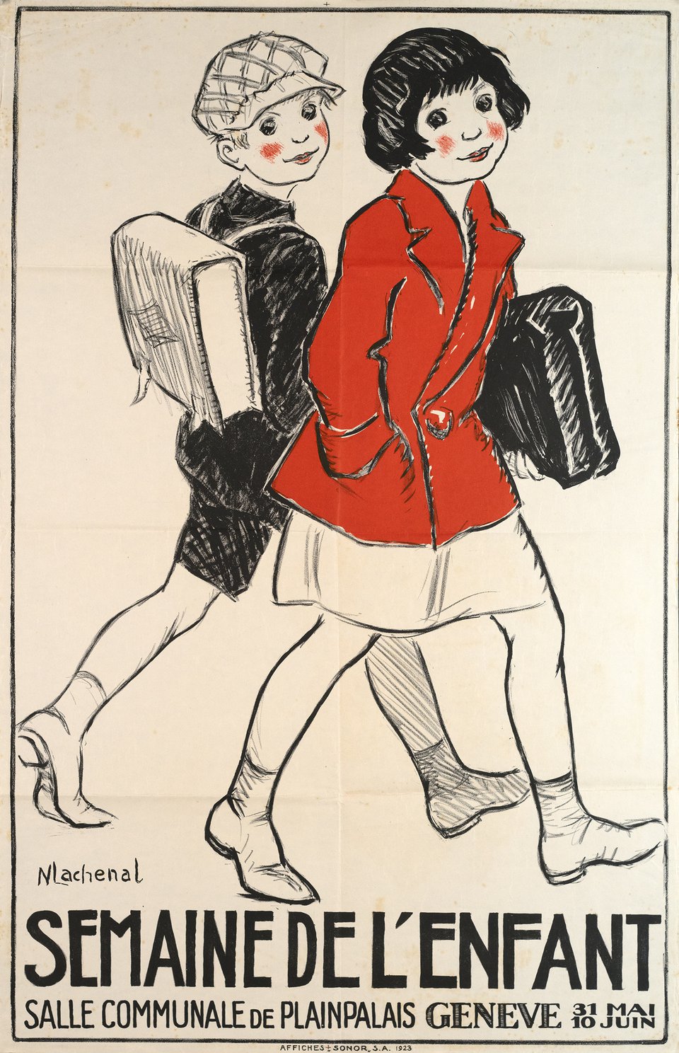 Semaine de l'Enfant, Salle communale de Plainpalais – Affiche ancienne – N. LACHENAL – 1923