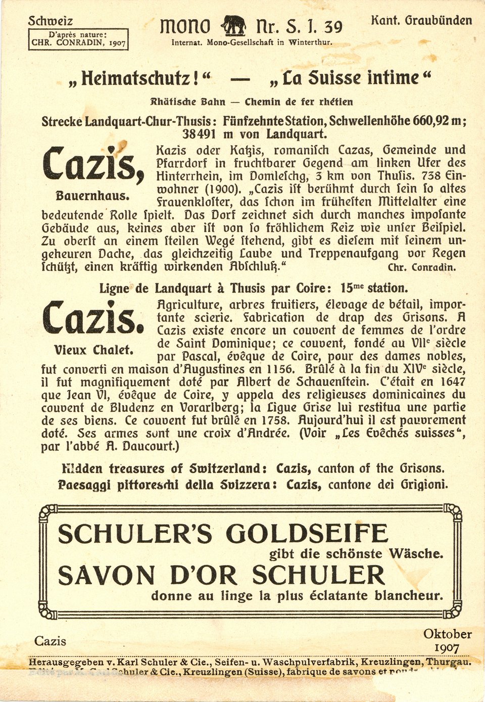 Maison paysanne à Cazis, Carte Mono