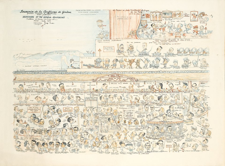 Conférence à Genève sur la Corée et l'Indochine – Affiche ancienne – ROY ROTH – 1954