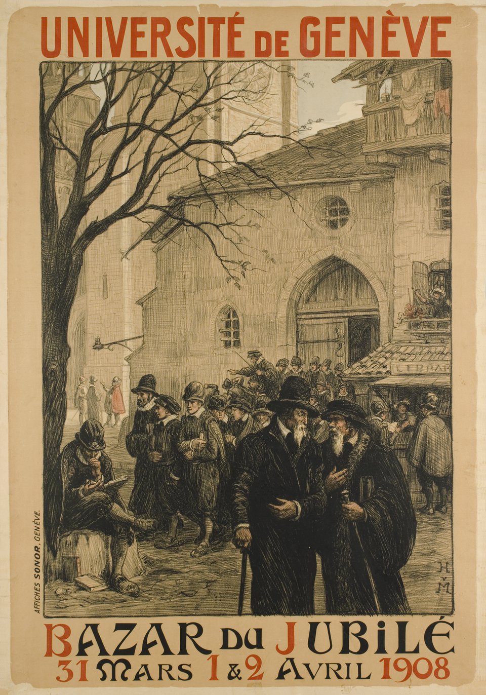 Bazar du Jubilée, Université de Genève – Affiche ancienne – Henry VAN MUYDEN – 1908