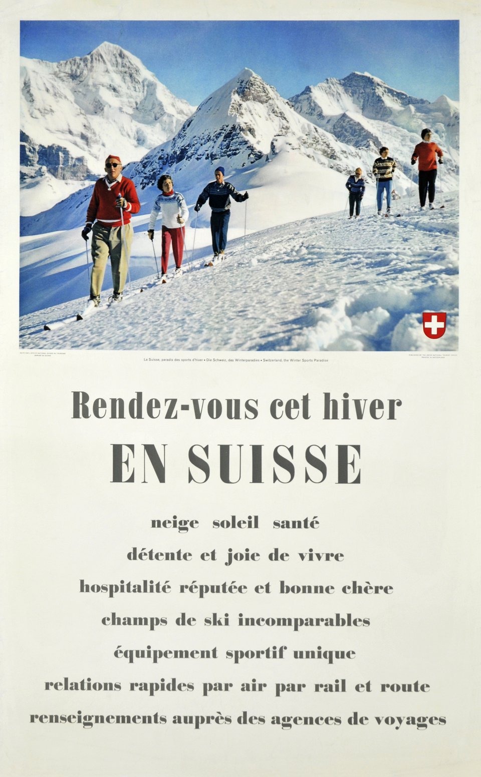Rendez-vous cet hiver en Suisse – Vintage poster – ANONYMOUS – 1960