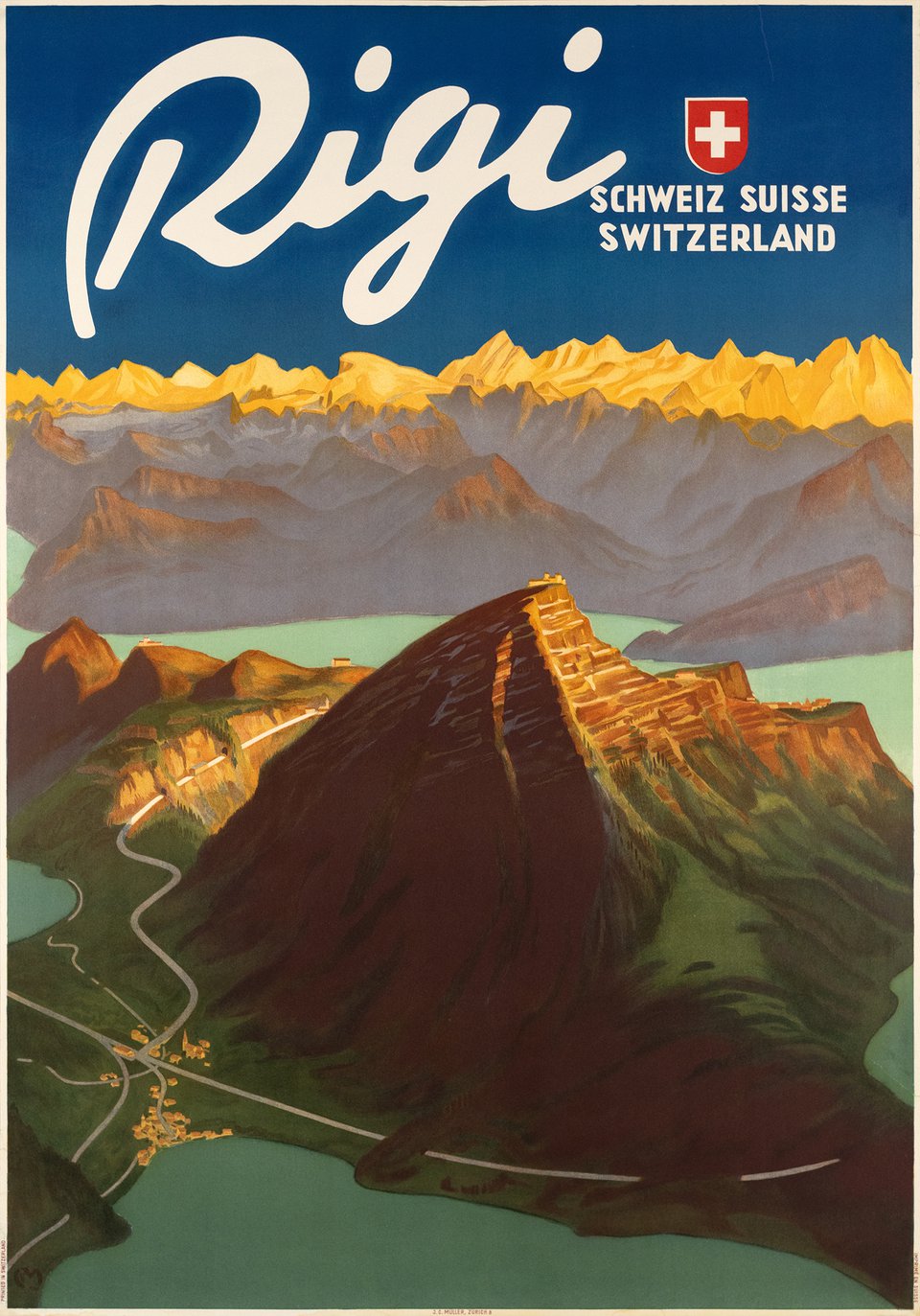 Rigi Schweiz, Suisse, Switzerland – Affiche ancienne – Carl MOOS – 1942