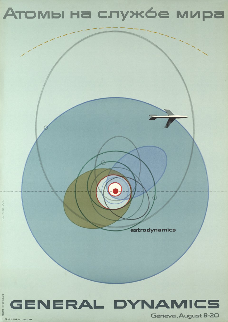 General Dynamics, Атомы на служнбе мира, Geneva août 8-20 – Vintage poster – Erik NITSCHE – 1955