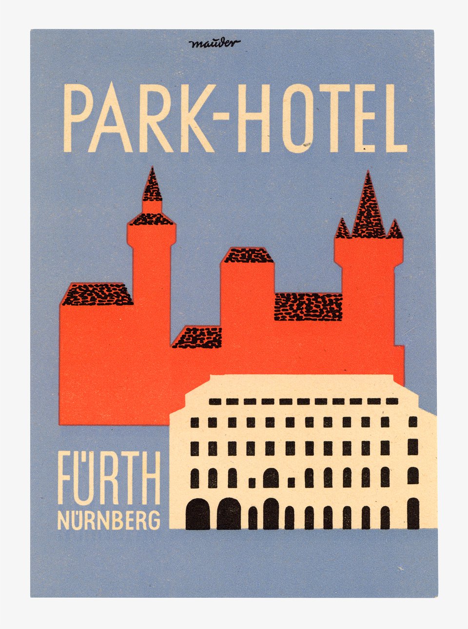 Park-Hotel Fürth Nürnberg – Affiche ancienne – MAUDER – 1950