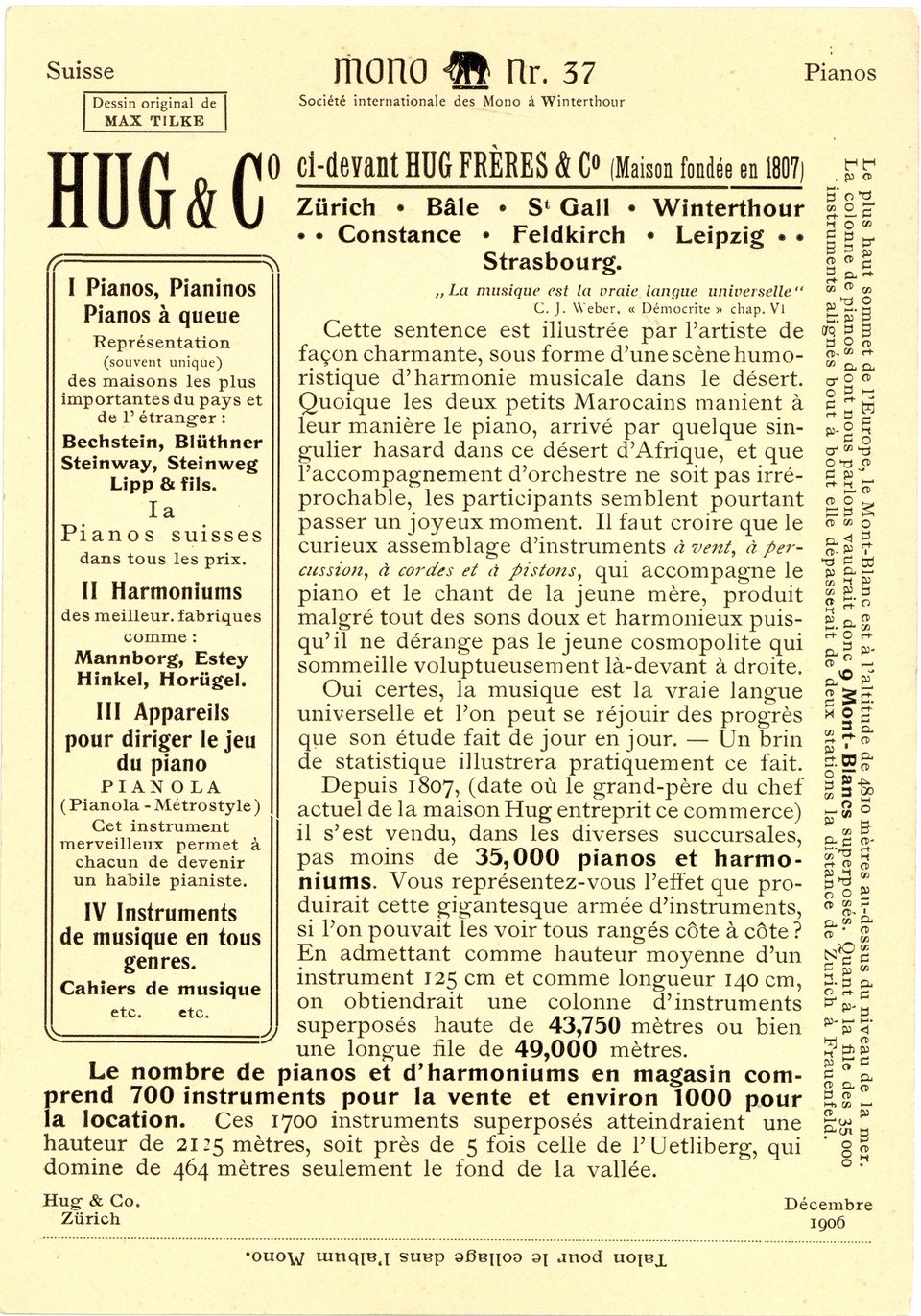 Hug & Co pianos & harmoniums, Carte Mono