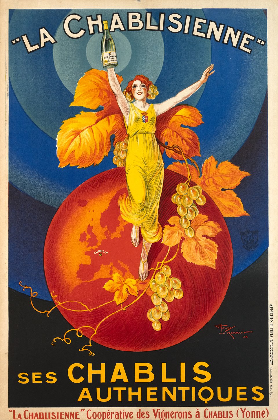 La Chablisienne, Ses Chablis authentiques – Vintage poster – Henry LE MONNIER – 1926