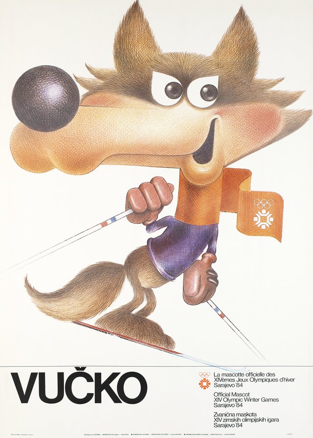 Vucko, la mascotte officielle des 14e Jeux Olympiques d'hiver, Sarajevo 84