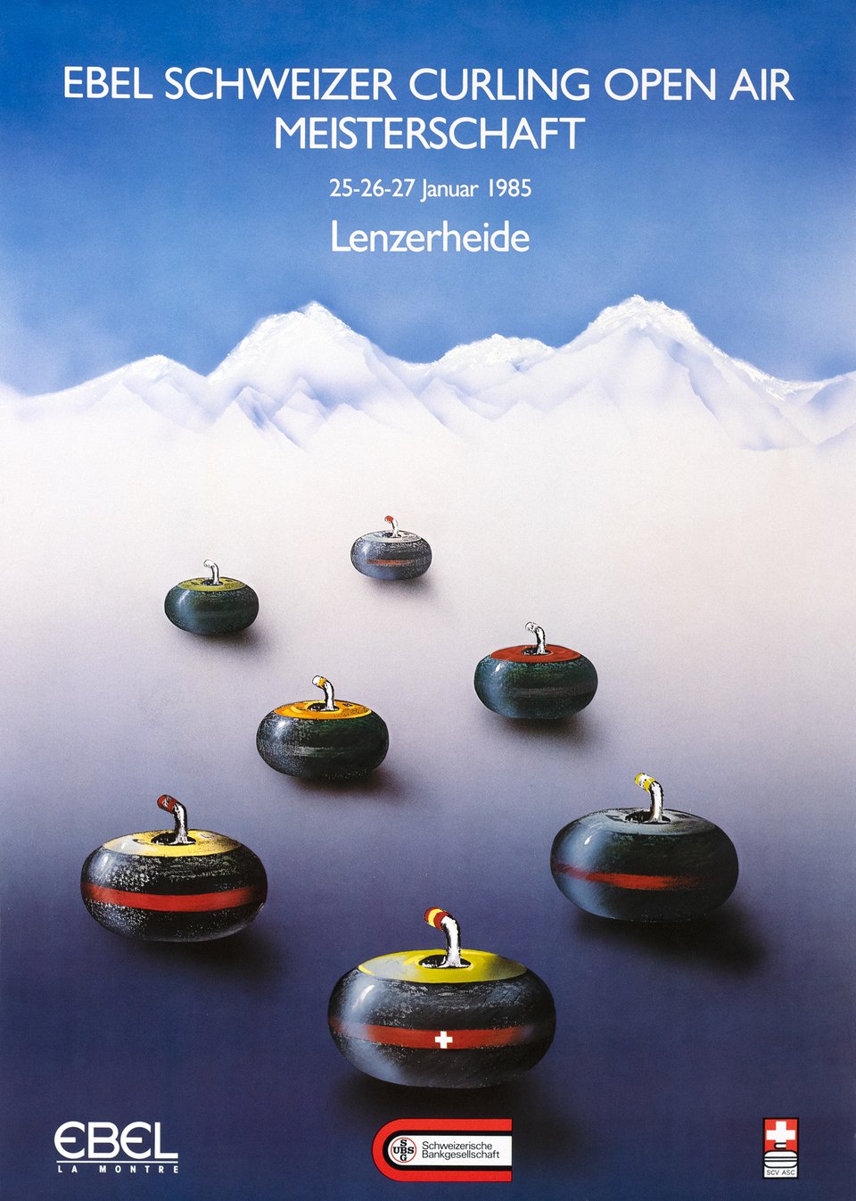 Ebel Schweizer Curling Open Air Meisterschaft, Lenzerheide – Affiche ancienne – ANONYMOUS – 1985