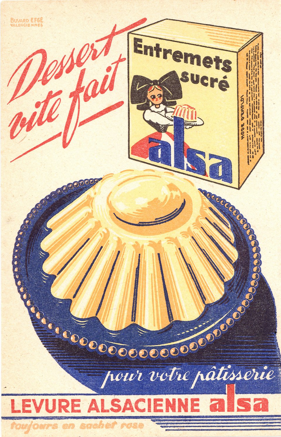 Dessert vite fait, levure alsacienne Alsa – Affiche ancienne – ANONYMOUS – 1950