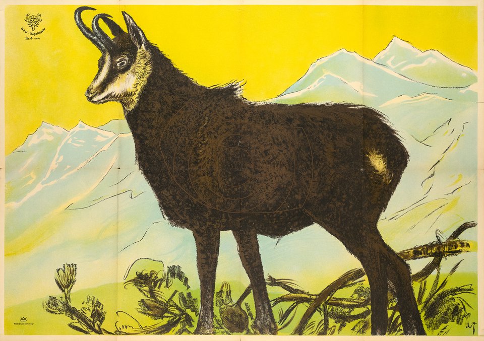 Chamois, Cible de chasse – Vintage poster – ANONYMOUS – 1950