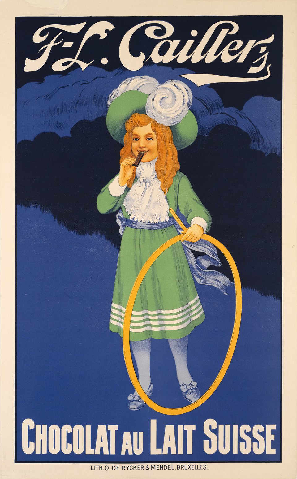 F-L. Cailler's, Chocolat au lait suisse – Affiche ancienne – ANONYMOUS – 1905