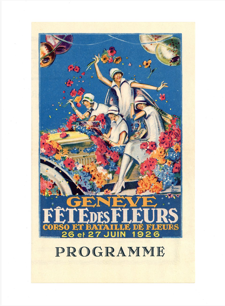 Genève, Fête des fleurs – Affiche ancienne – E. MAISON KURT – 1926