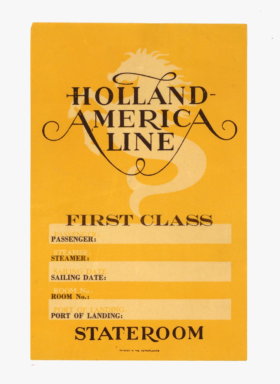 Holland America Line, First Class Stateroom – Affiche ancienne – ANONYMOUS – None