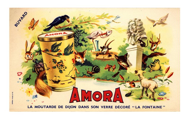 Amora, la moutarde de Dijon dans son verre décoré "la fontaine"