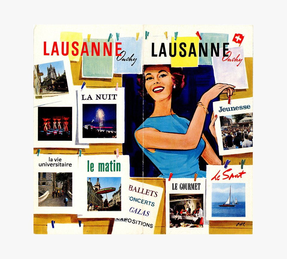 Lausanne, Ouchy – Affiche ancienne – Jean Pierre OTTH – 1964