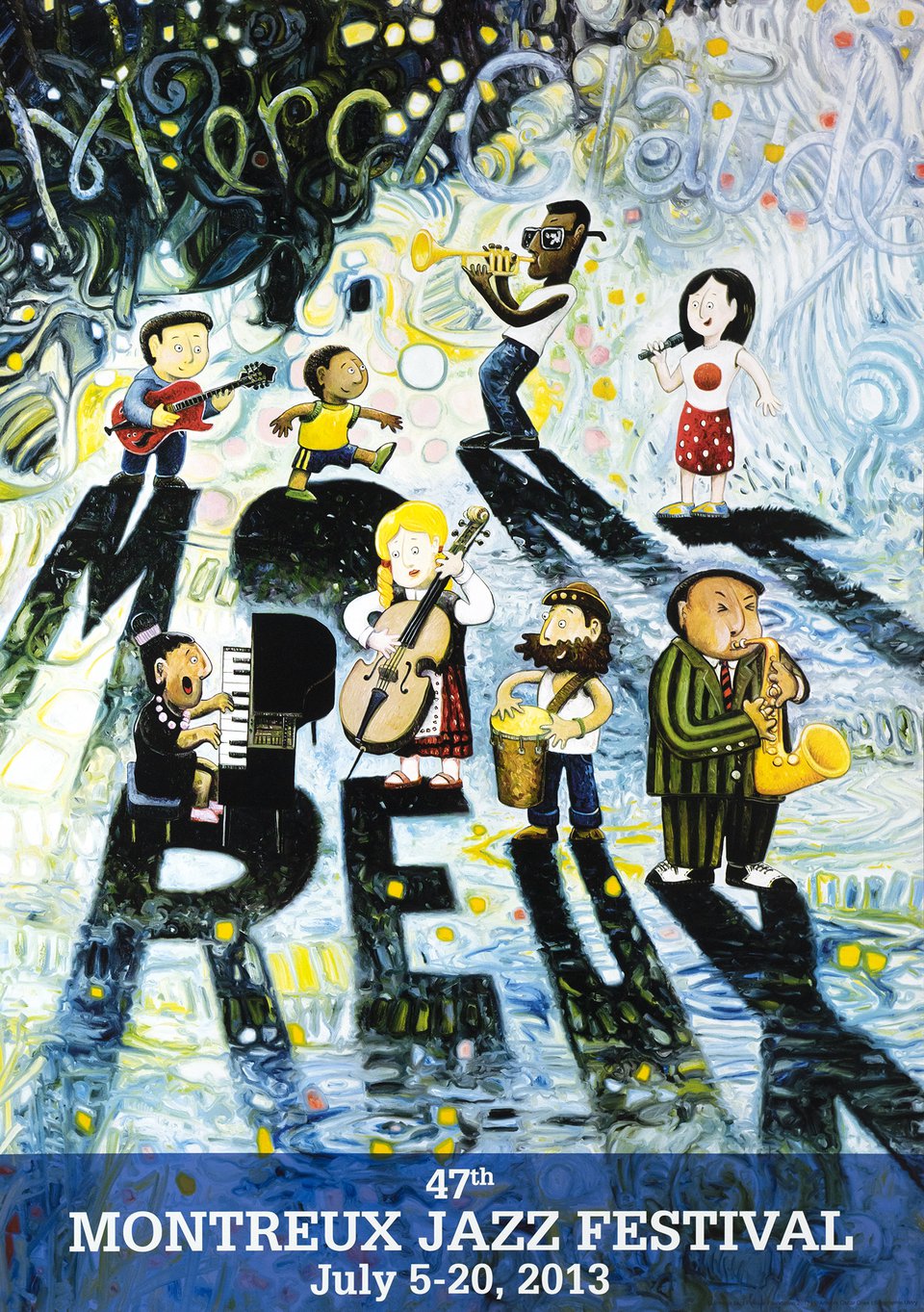 Montreux Jazz Festival, Merci Claude – Affiche ancienne – Oscar OIWA – 2013