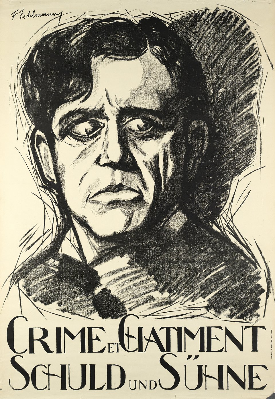 Crime et Châtiment, Schuld und Sühne – Vintage poster – F. FEHLMANN – 1923