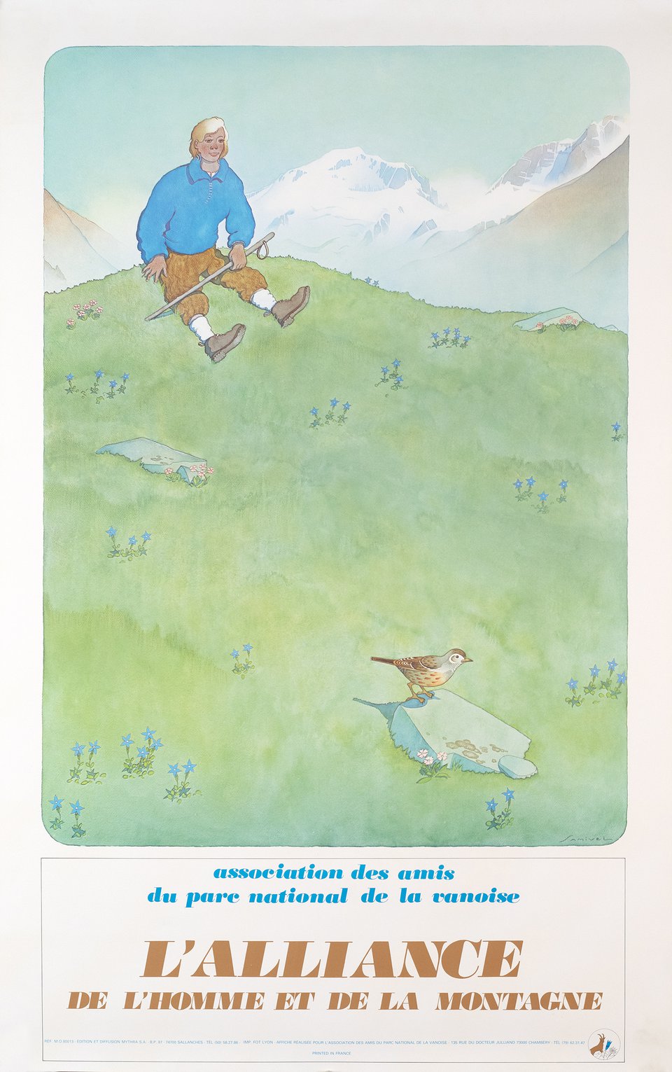 L'alliance de l'Homme et la Montagne, Parc national de la Vanoise – Vintage poster – SAMIVEL – 1975