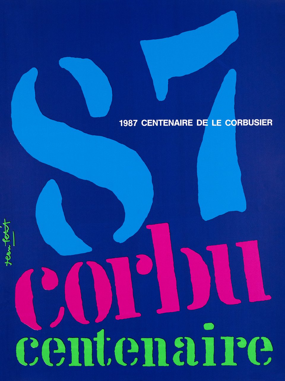 Corbu Centenaire, Centenaire de Le Corbusier – Affiche ancienne – Jean PETIT – 1987