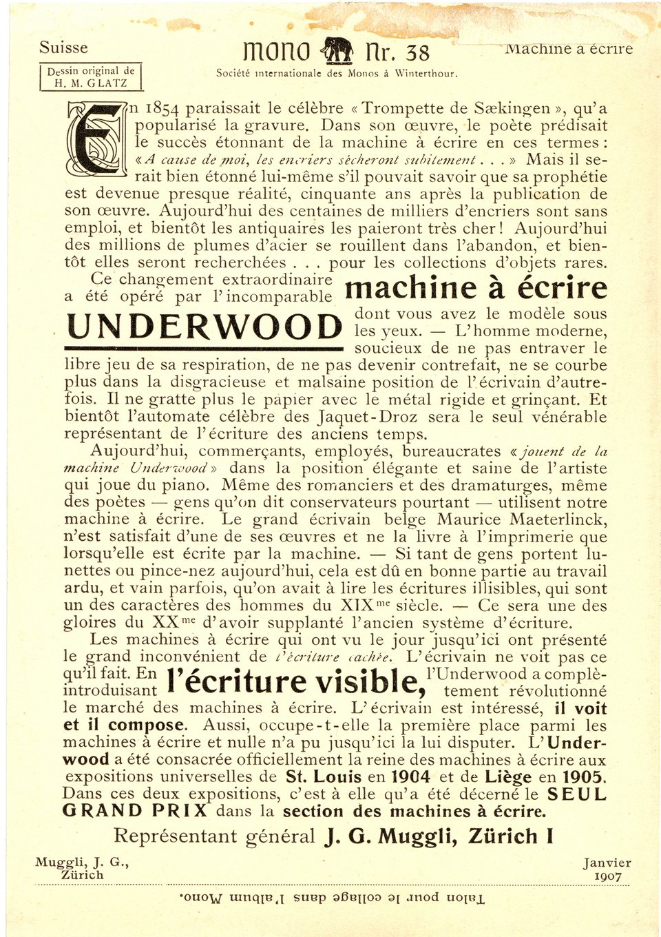 Machine à écrire Underwood, Carte Mono