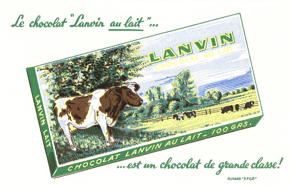 Le chocolat Lanvin au lait… est un chocolat de grande classe ! – Affiche ancienne – ANONYMOUS – 1950