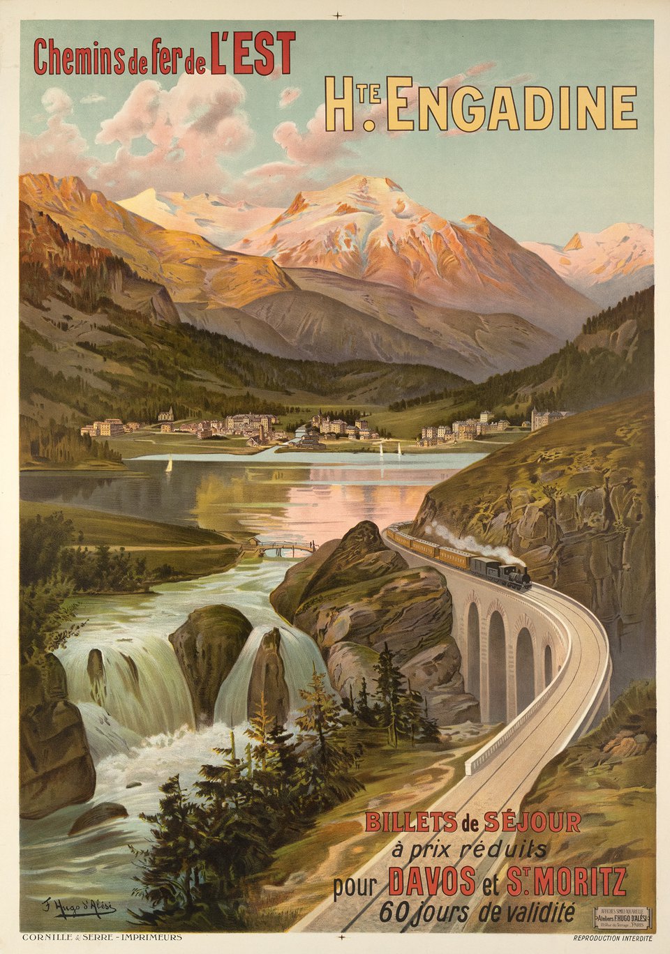 Chemins de Fer de l'Est, Haute Engadine – Vintage poster – Frédéric HUGO D'ALESI – 1904