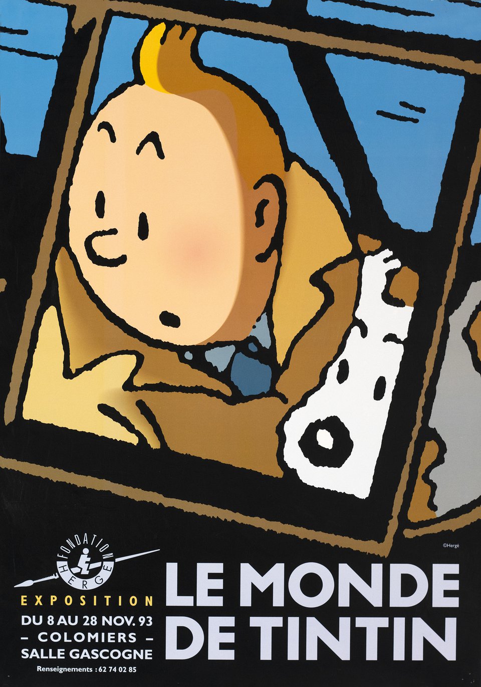 Le monde de Tintin, Exposition, Colomiers – Affiche ancienne – Hergé – 1993