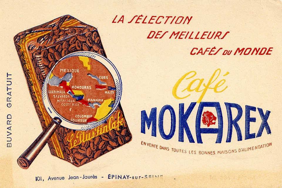 La sélection des meilleures cafés du monde, Café Mokarex – Affiche ancienne – ANONYMOUS – 1950