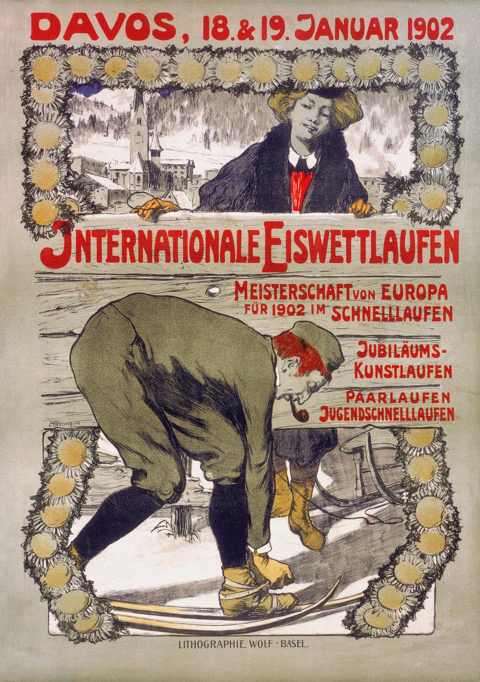 Davos, Internationale Eiswettlaufen – Vintage poster – ANONYMOUS – 1902