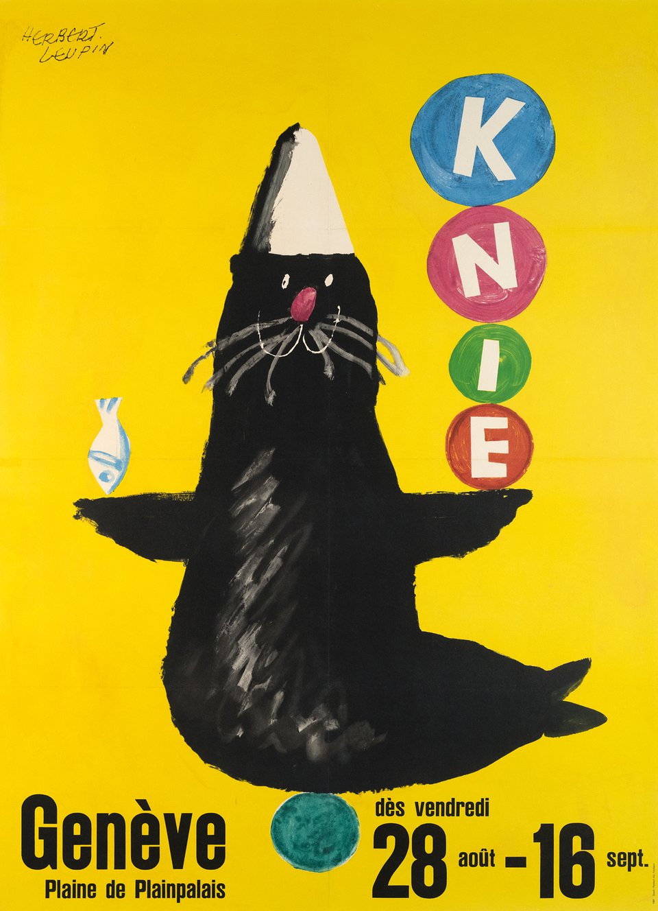 Knie, the sea-lion – Affiche ancienne – Herbert LEUPIN – 1981
