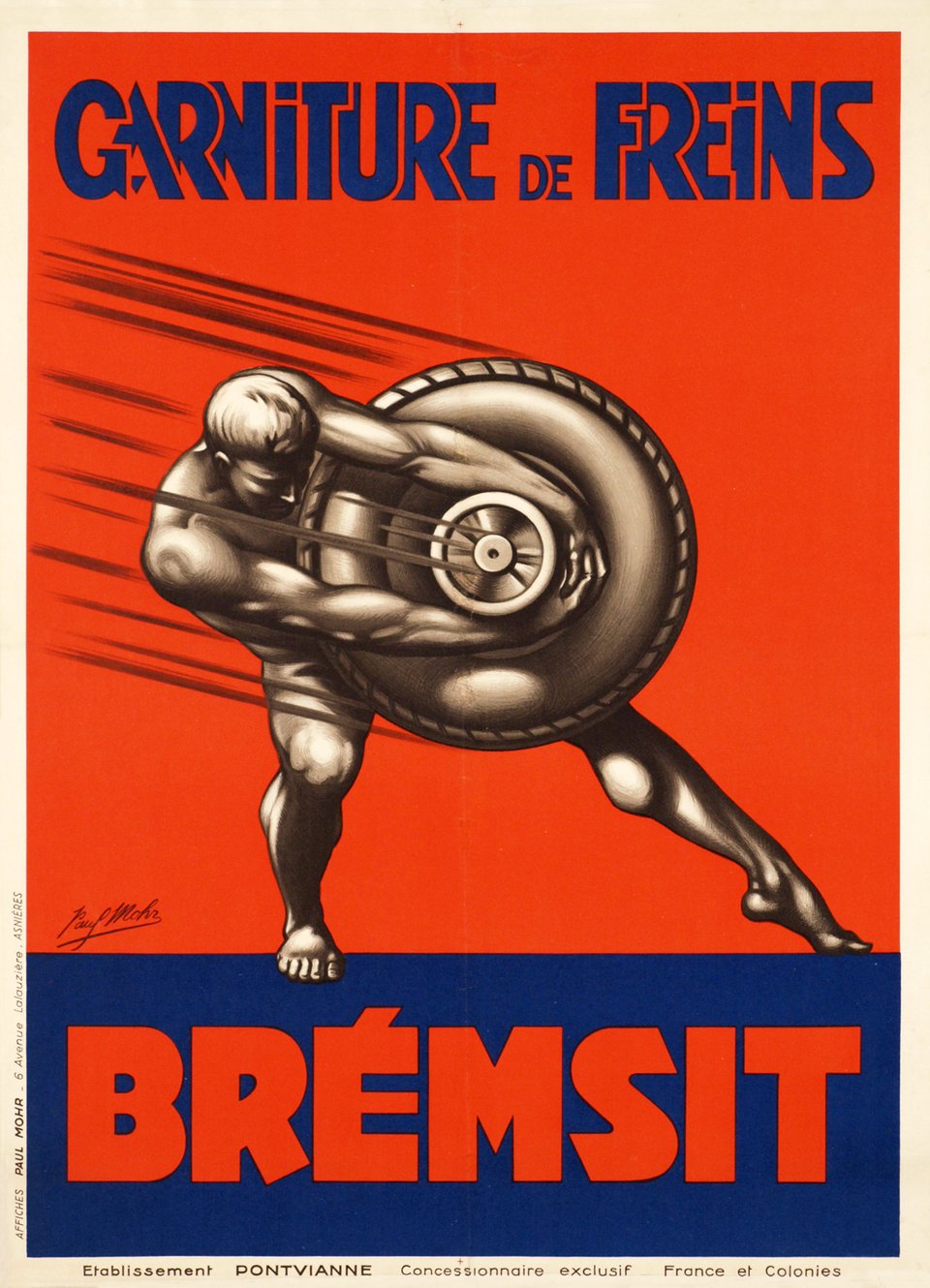 Garniture de freins, Brémsit – Affiche ancienne – Paul MOHR – 1925