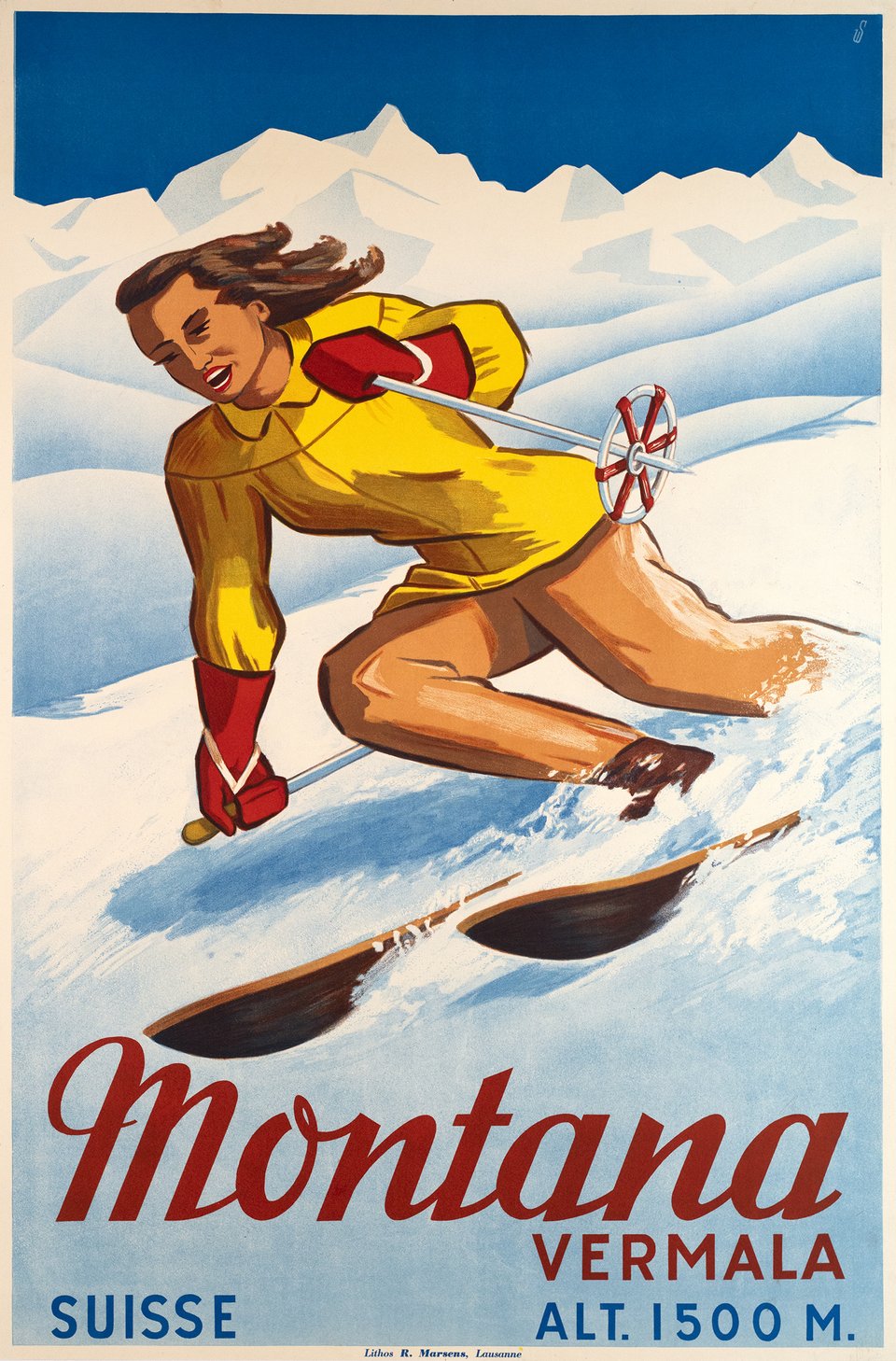 Montana Vermala, Suisse – Affiche ancienne – Wladimir SAGALOWITZ – 1947