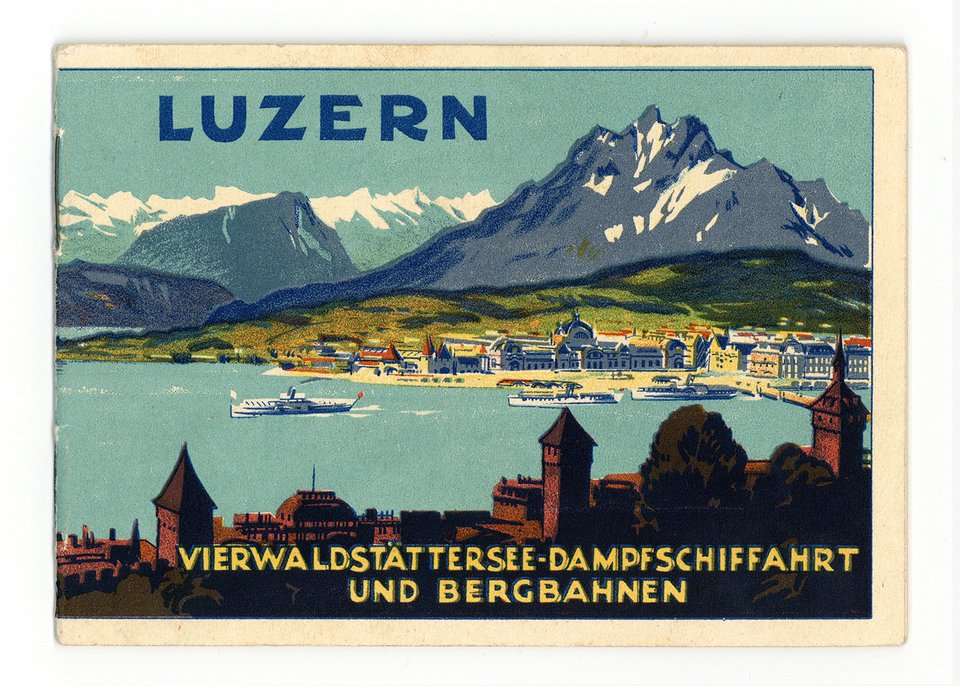 Luzern Vierwaldstättersee Dampfschiffahrt und Bergbahnen – Vintage poster – ANONYMOUS – 1929